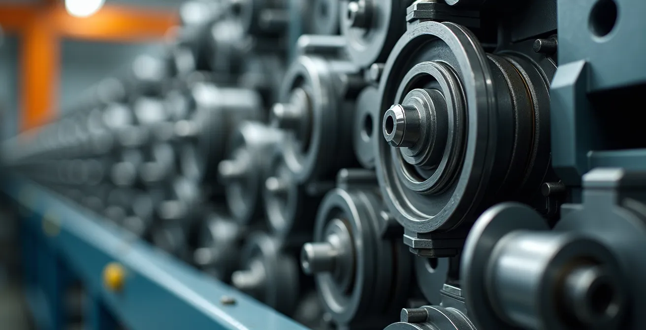 Gros plan sur une machine industrielle sophistiquée dans un atelier de production